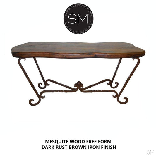 Mexports by Susana Molina 1211CM 72" Mesquite Wood Top Free Form Edge No Inlay Console Table