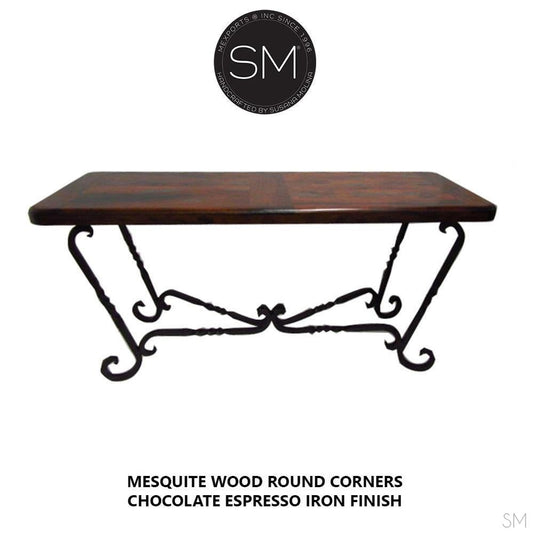 Mexports by Susana Molina 1211CM 72" Mesquite Wood Top Round Corners No Inlay Console Table
