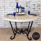 Mexports by Susana Molina 1211DT 54" Cream Travertine Stone Top Chisel Edge Western Round Dining Table