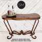 Mexports by Susana Molina 1211FM 52" Mesquite Wood Top Free Form Edge Gold Citrine Inlay Rectangular Console Table