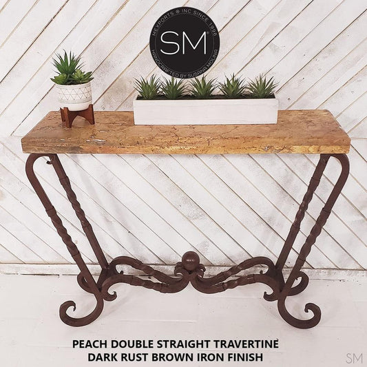 Mexports by Susana Molina 1211FT 44" Peach Travertine Straight Edge Rectangular Console Table