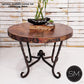Mexports by Susana Molina 1211LC 38" Natural Hammered Copper With Nailheads on Edge Round Side Table With Iron Base
