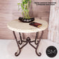 Mexports by Susana Molina 1211LT 31" Cream Travertine Stone Chisel Edge Round Side Table