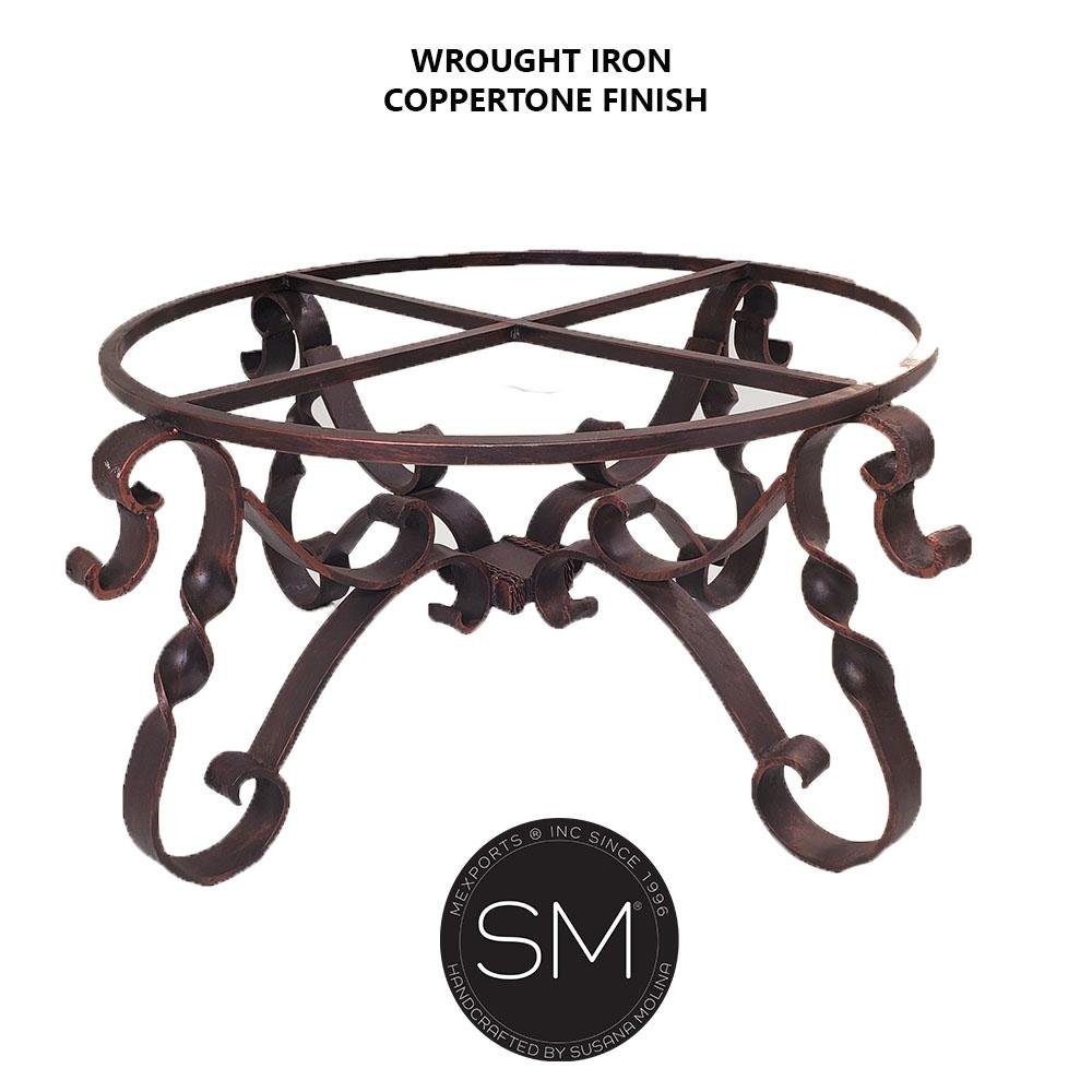 Mexports by Susana Molina 1212AAAC 38" Natural Hammered Copper Top With Nailheads on Edge High End Round Coffee Table