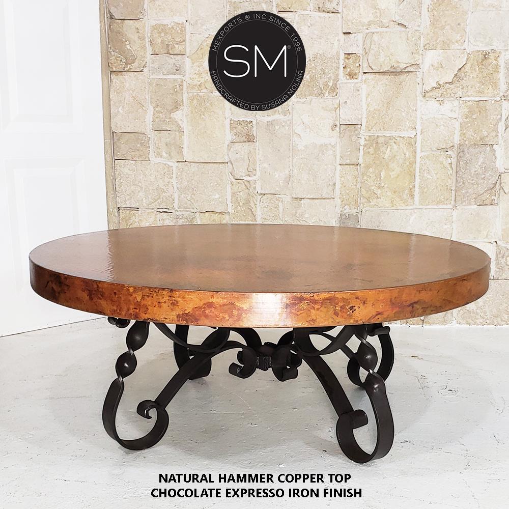 Mexports by Susana Molina 1212AAAC 48" Natural Hammered Copper Top High End Round Coffee Table