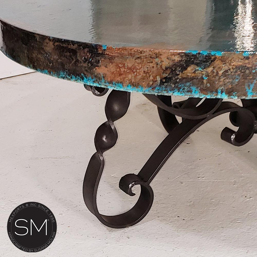 Mexports by Susana Molina 1212AAAC 48" Oxidized Hammered Copper Top High End Round Coffee Table