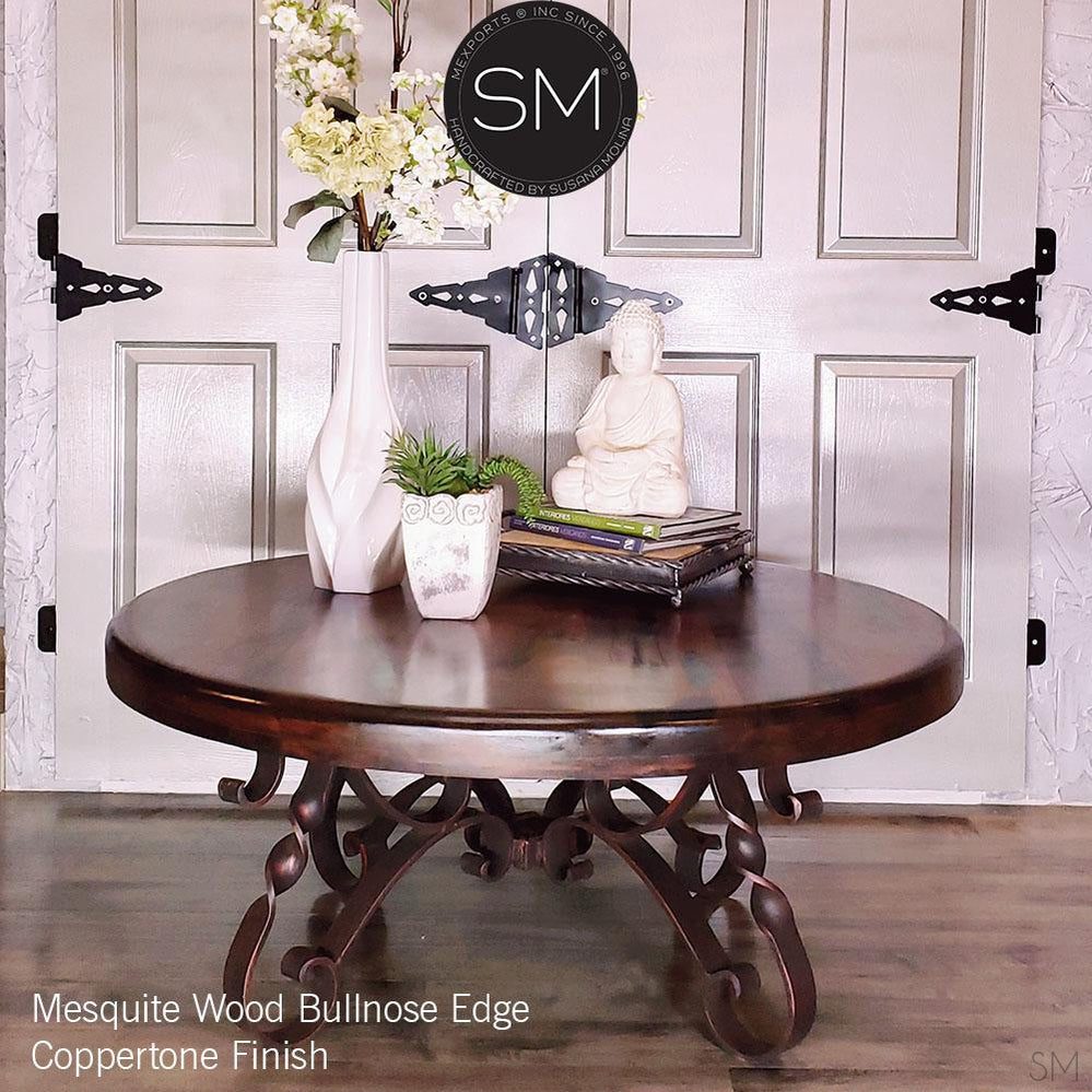 Mexports by Susana Molina 1212AAAM 48" Mesquite Wood Top No Inlay Rustic Round Coffee Table