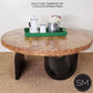 Mexports by Susana Molina 1212AAAT 38" Peach Travertine Stone Chisel Edge Round Coffee Table