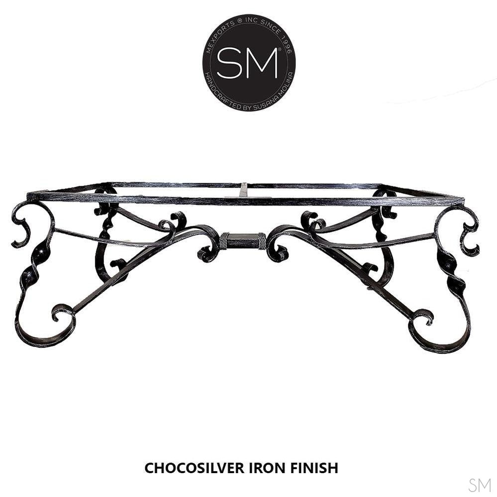 Mexports by Susana Molina 1212AAM 72" Mesquite Wood Top Free Form Edge Turquoise Inlay Rectangular Coffee Table