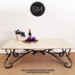 Mexports by Susana Molina 1212AAT 60" Cream Travertine Bullnose Edge Rectangular Coffee Table With Scroll Legs