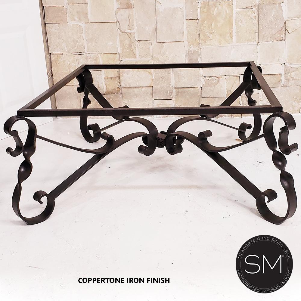 Mexports by Susana Molina 1212AC 48" Natural Hammered Copper Top With Nailheads on Edge Luxury Square Coffee Table