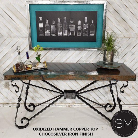 Mexports by Susana Molina 1212CC 72" Oxidized Hammered Copper Rectangular Console Table