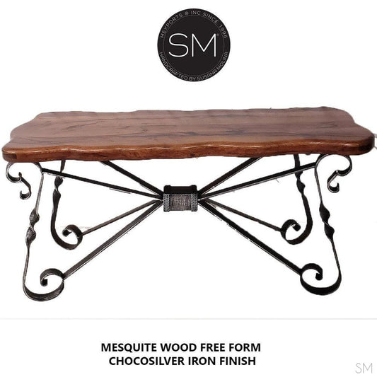 Mexports by Susana Molina 1212CM 72" Mesquite Wood Top Free Form Edge No Inlay Console Table