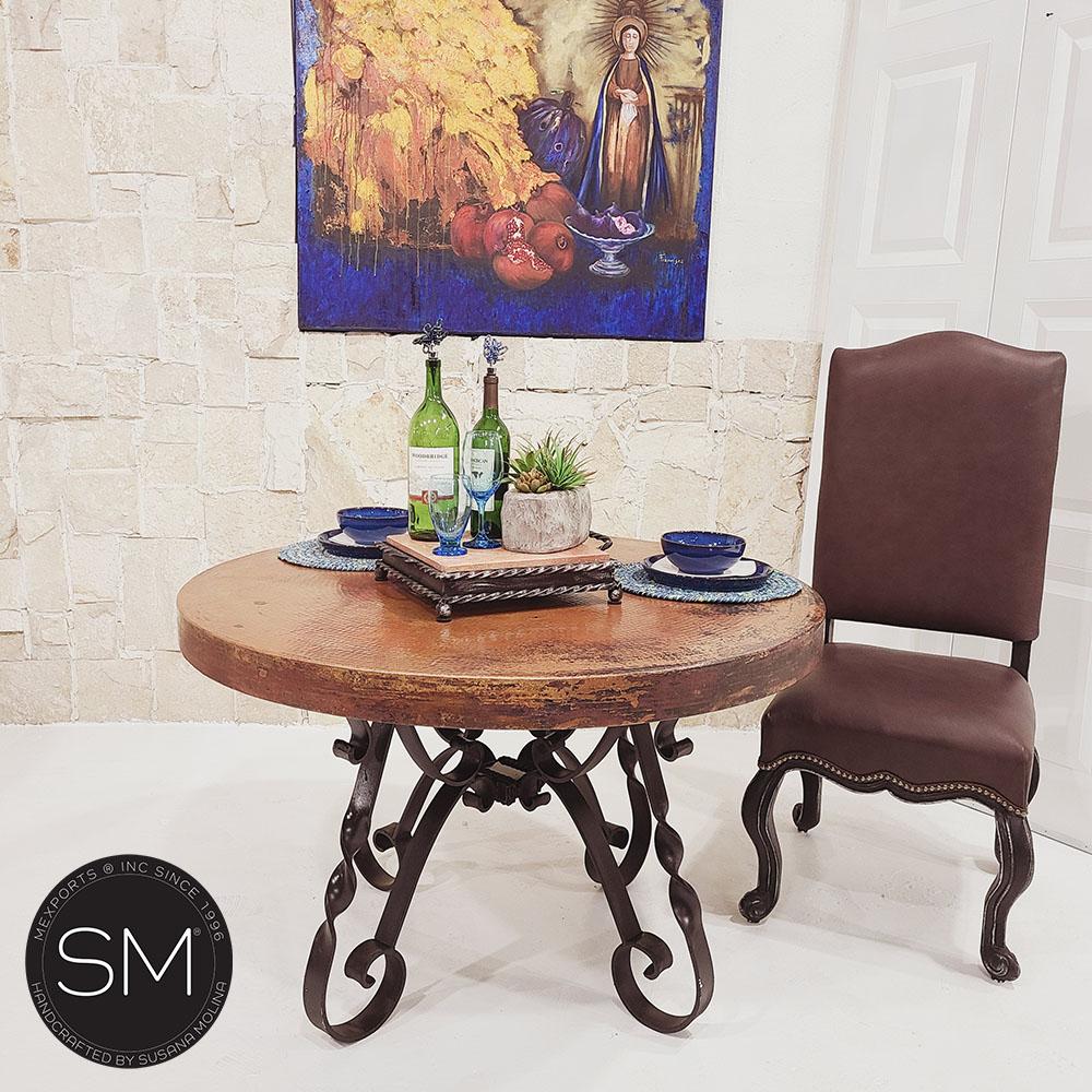 Mexports by Susana Molina 1212DC 54" Natural Hammer Copper Unique Round Dining Table
