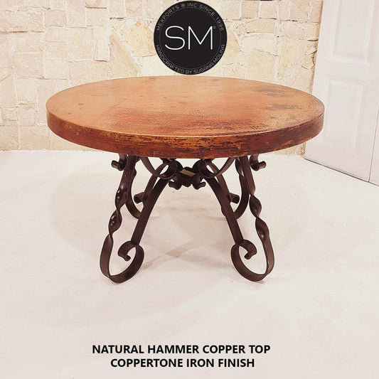 Mexports by Susana Molina 1212DC 60" Natural Hammer Copper Unique Round Dining Table