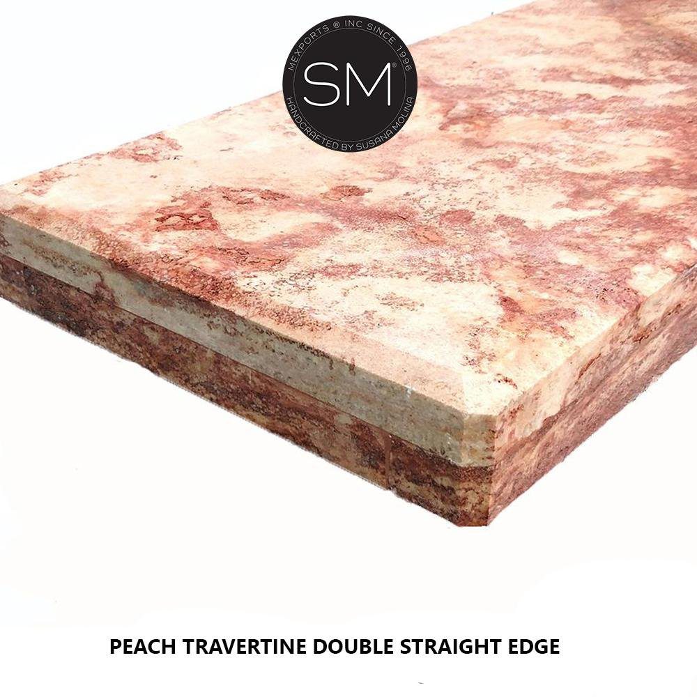 Mexports by Susana Molina 1212FT 44" Peach Travertine Straight Edge Rectangular Console Table
