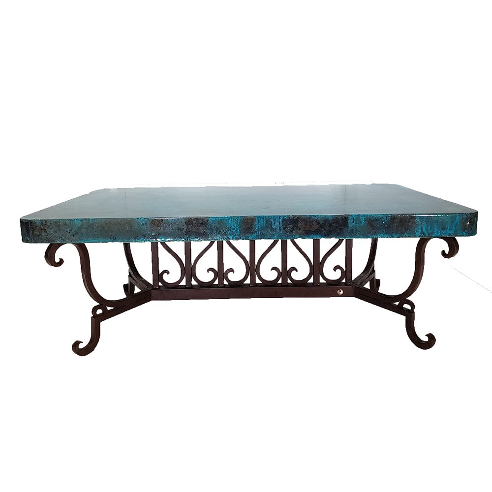 Mexports by Susana Molina 1213AAC 60" Oxidized Hammered Copper Top Rectangular Coffee Table