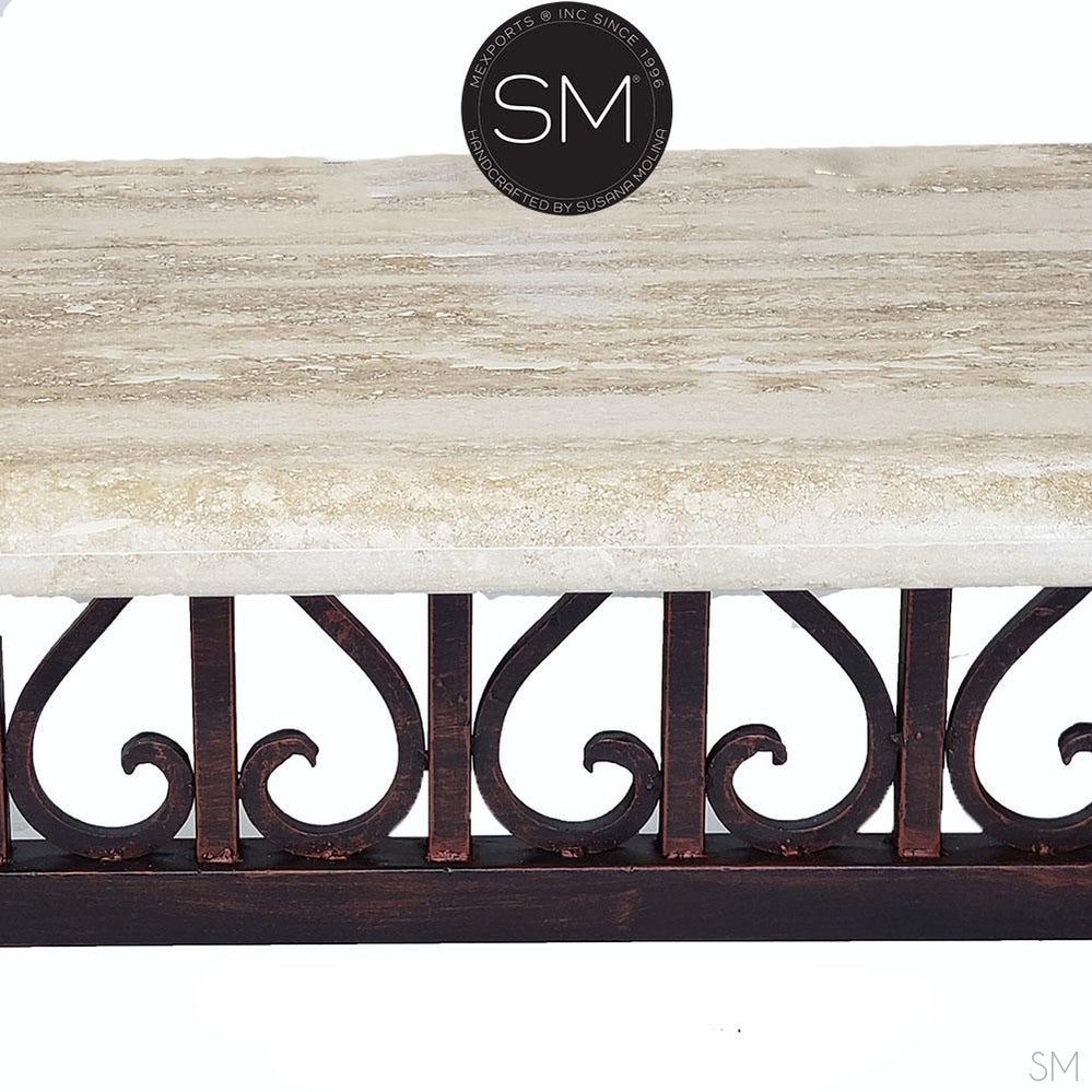 Mexports by Susana Molina 1213AAT 60" Cream Travertine Bullnose Edge Rectangular Coffee Table