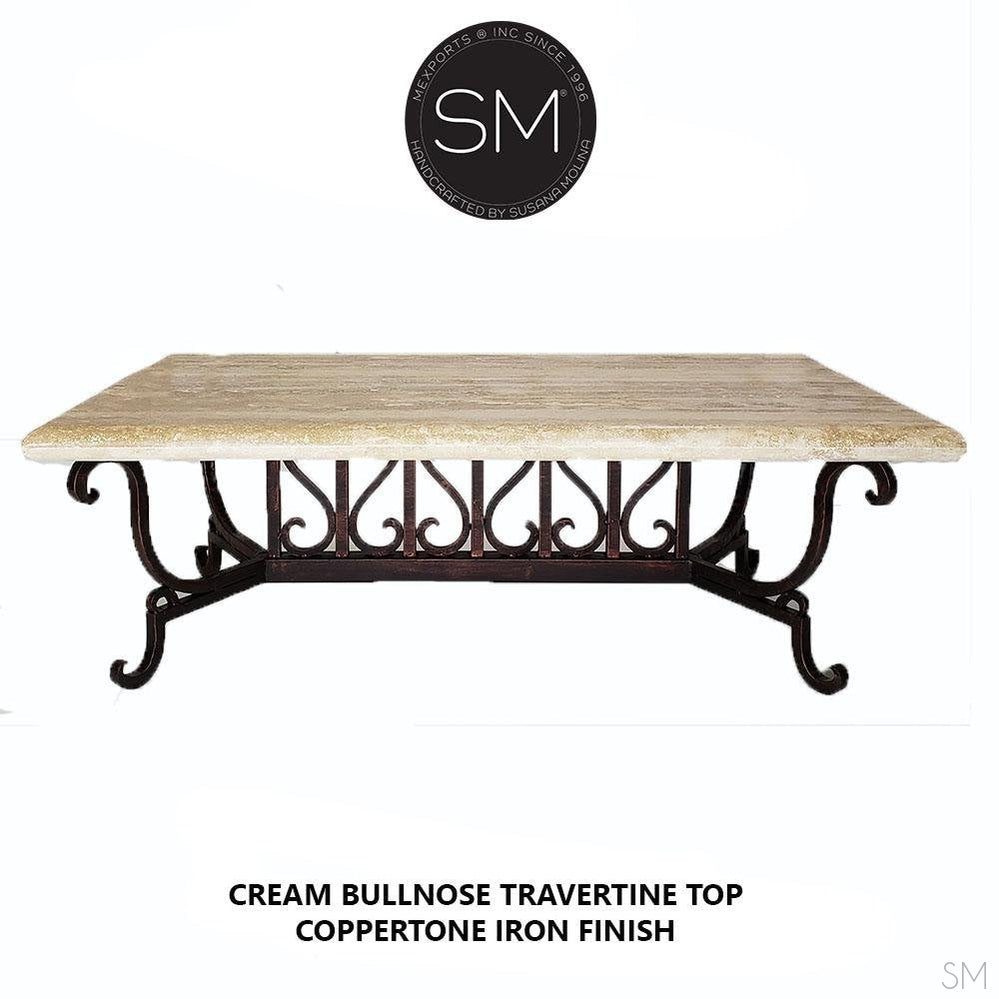 Mexports by Susana Molina 1213AAT 60" Cream Travertine Bullnose Edge Rectangular Coffee Table