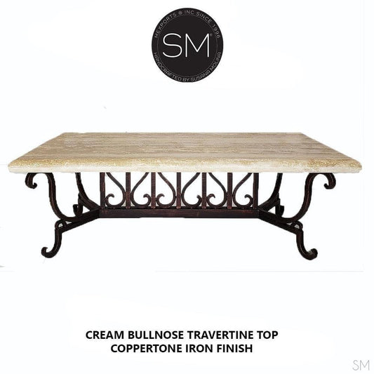 Mexports by Susana Molina 1213AAT 60" Cream Travertine Bullnose Edge Rectangular Coffee Table