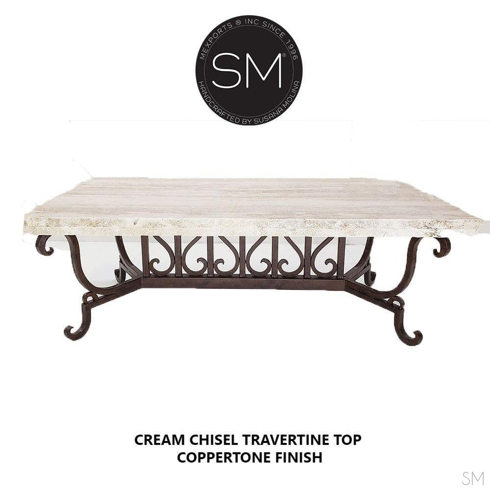 Mexports by Susana Molina 1213AAT 60" Cream Travertine Chisel Edge Rectangular Coffee Table