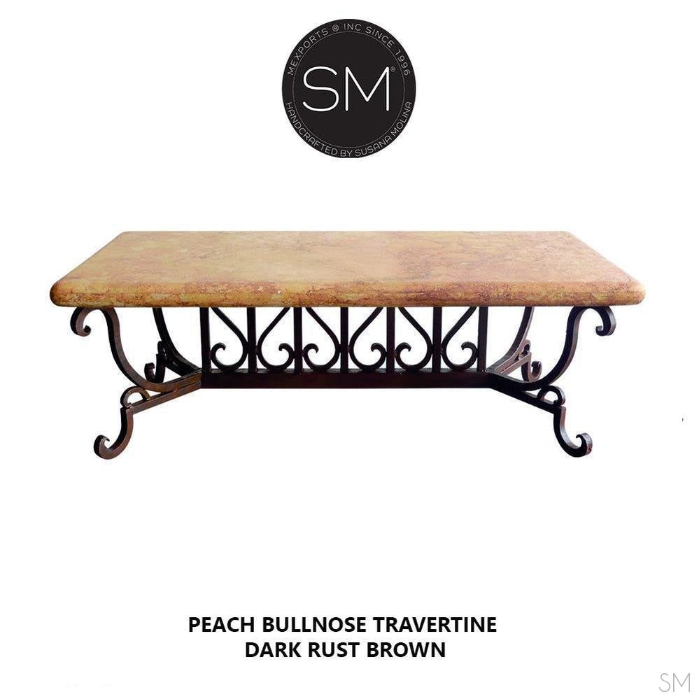Mexports by Susana Molina 1213AAT 60" Peach Travertine Bullnose Edge Rectangular Coffee Table