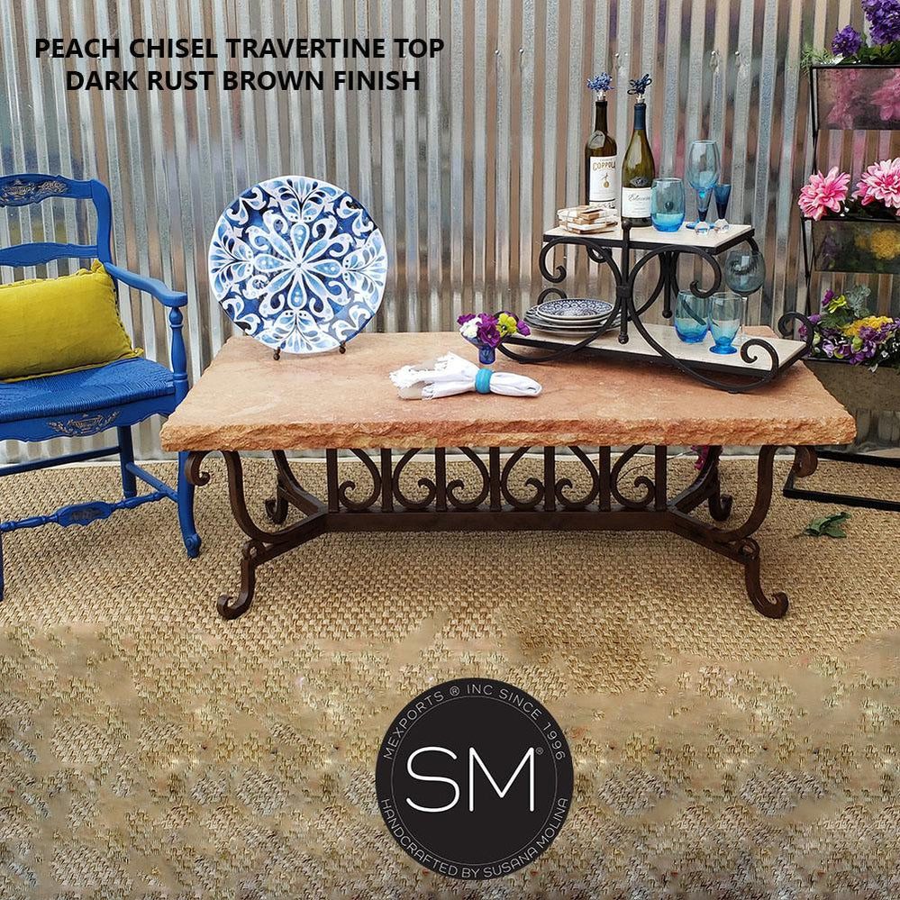 Mexports by Susana Molina 1213AAT 60" Peach Travertine Chisel Edge Rectangular Coffee Table