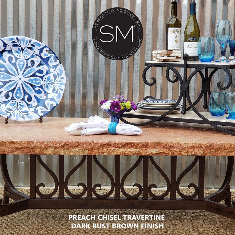 Mexports by Susana Molina 1213AAT 60" Peach Travertine Chisel Edge Rectangular Coffee Table