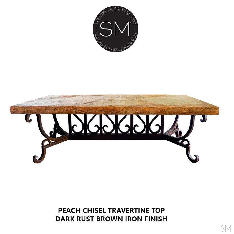 Mexports by Susana Molina 1213AAT 60" Peach Travertine Chisel Edge Rectangular Coffee Table