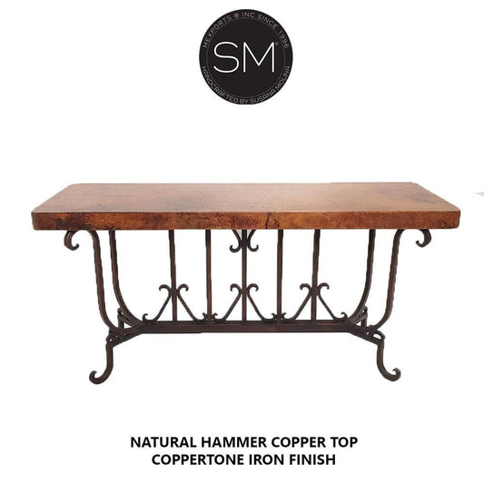 Mexports by Susana Molina 1213CC 72" Natural Hammered Copper Rectangular Long Entryway Console Table
