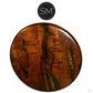 Mexports by Susana Molina 1215AAAM 38" Mesquite Wood Top Bullnose Edge Gold Citrine Inlay Round Coffee Table With Nailheads on Edge