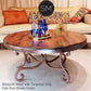 Mexports by Susana Molina 1215AAAM 48" Mesquite Wood Top Bullnose Edge Turquoise Inlay Round Coffee Table