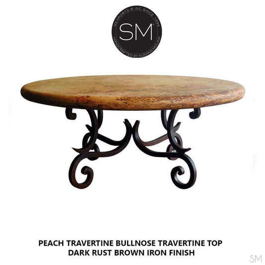 Mexports by Susana Molina 1215AAAT 48" Peach Travertine Bullnose Edge Round Coffee Table