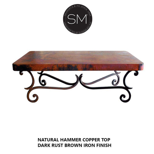 Mexports by Susana Molina 1215AAC 72" Natural Hammered Copper Top Rectangular Coffee Table