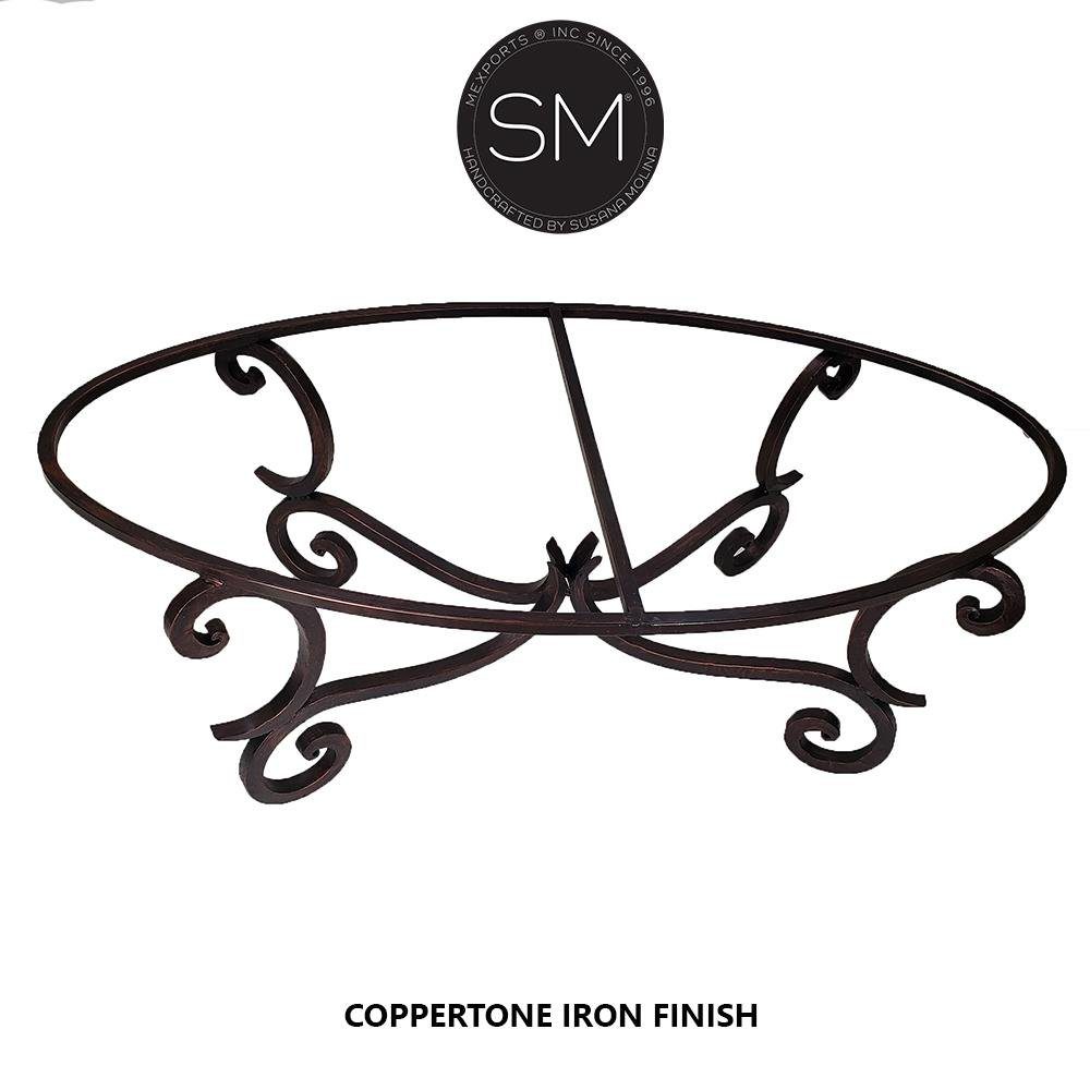Mexports by Susana Molina 1215AAOC 60" Natural Hammered Copper Top With Nailheads on Edge Oval Coffee Table