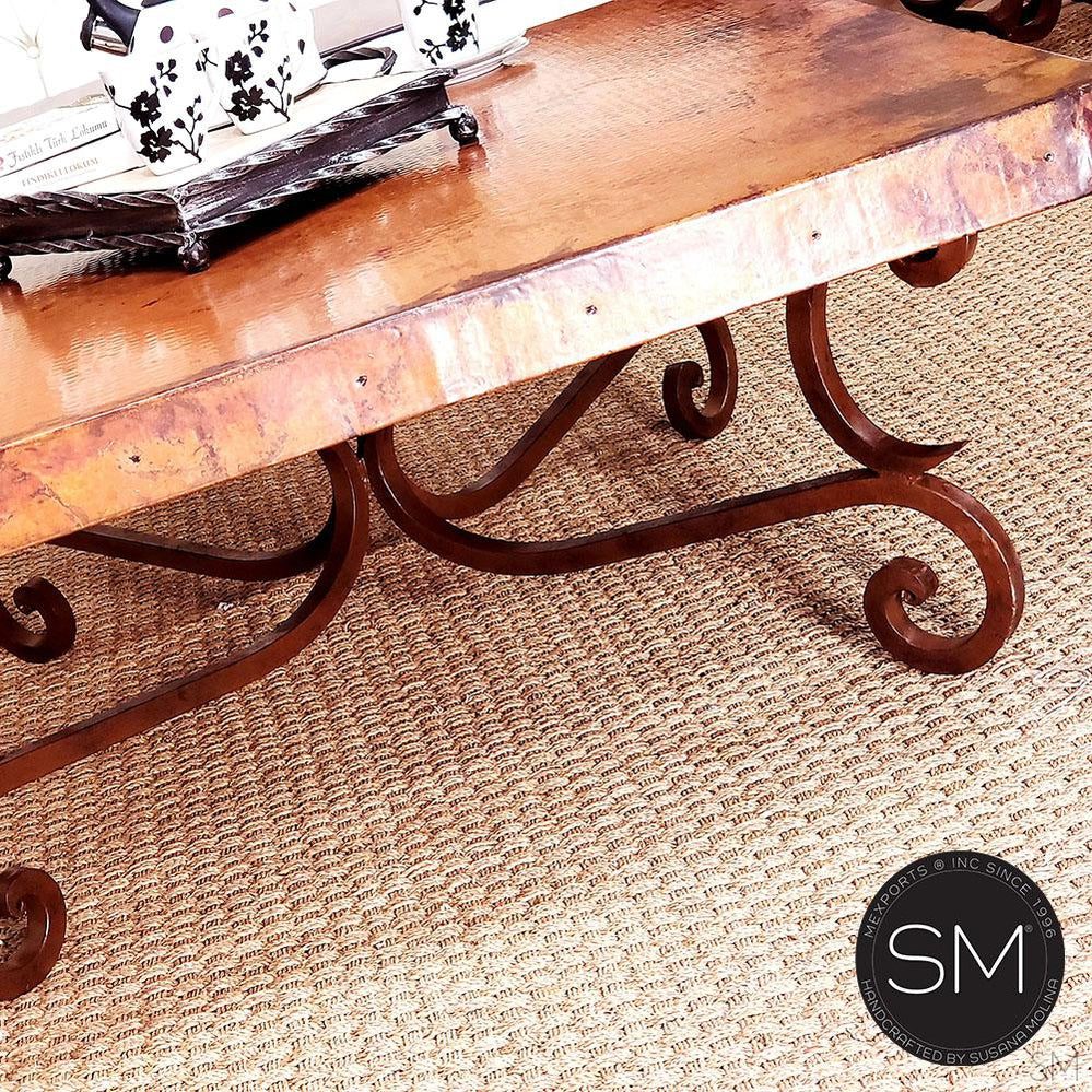 Mexports by Susana Molina 1215AC 48" Natural Hammered Copper Top Rustic Square Coffee Table