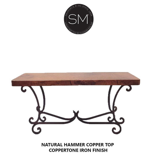 Mexports by Susana Molina 1215CC 72" Natural Hammered Copper Rectangular Console Table
