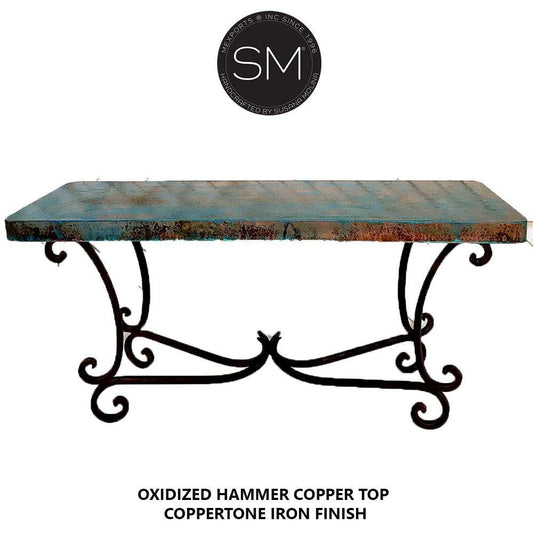 Mexports by Susana Molina 1215CC 72" Oxidized Hammered Copper Rectangular Console Table