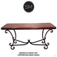 Mexports by Susana Molina 1215CM 72" Mesquite Wood Top Rounded Corners Gold Citrine Inlay Rectangular Console Table With Iron Base