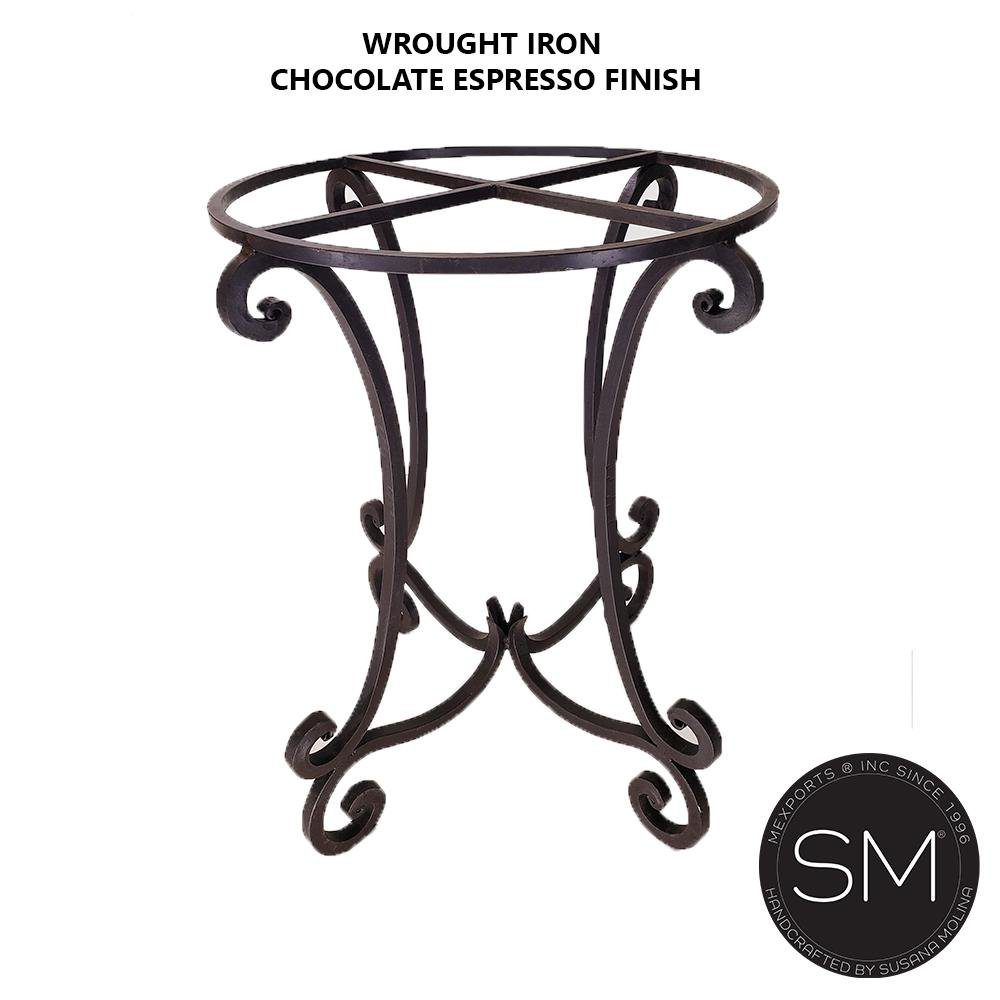 Mexports by Susana Molina 1215EM 38" Mesquite Wood Top Gold Citrine Inlay Round Bar Table
