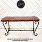 Mexports by Susana Molina 1216CM 72" Mesquite Wood Top Rounded Corners Hammer Copper Inlay Console Table With Wrought Iron Base and Nailheads on Edge