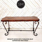 Mexports by Susana Molina 1216CM 72" Mesquite Wood Top Rounded Corners Turquoise Inlay Console Table With Wrought Iron Base