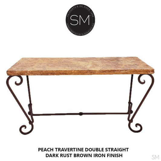 Mexports by Susana Molina 1216CT 44" Peach Travertine Stone Chiseled Edge Rectangular Console Table