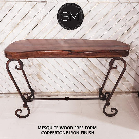 Mexports by Susana Molina 1216FM 52" Mesquite Wood Top Free Form Edge No Inlay Entryway Console Table
