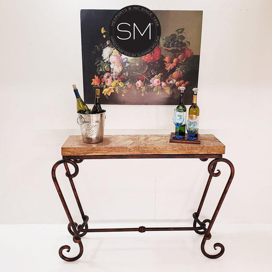 Mexports by Susana Molina 1216FT 44" Peach Travertine Straight Edge Rectangular Console Table
