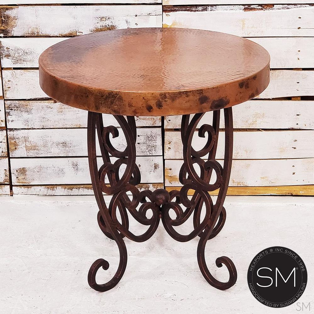 Mexports by Susana Molina 1221BBC 24" Natural Hammered Copper Round Side Table