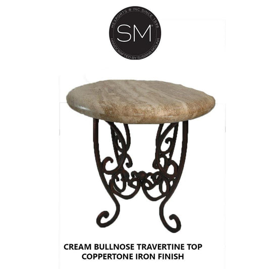 Mexports by Susana Molina 1221BBT 24" Cream Travertine Bullnose Edge Round Side Table