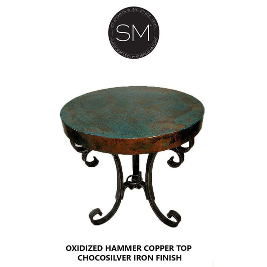 Mexports by Susana Molina 1223BBC 24" Oxidized Hammered Copper Top Round Side Table