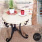 Mexports by Susana Molina 1223BBT 24" Cream Travertine Stone Chisel Edge Round Side Table With Iron Base
