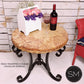 Mexports by Susana Molina 1223BBT 24" Peach Travertine Stone Chisel Edge Round Side Table With Iron Base